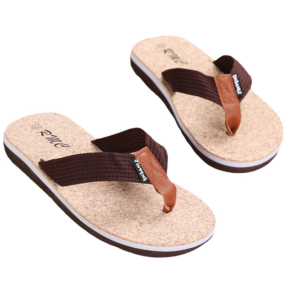Chanclas planas antideslizantes para hombre, sandalias de playa de verano, calzado de: Coffee / 42