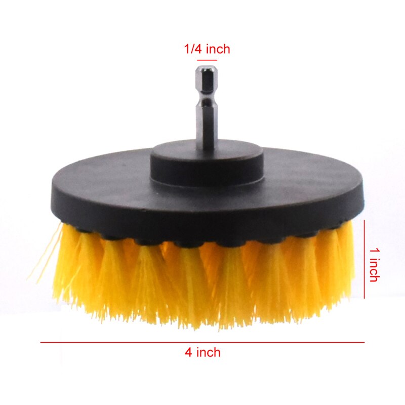 3pcs Power Scrubber Brush Set For Bathroom Cleaning Drill Scrubber Cordless Attachment Kit Power Scrub Tubs Baseboards Scourer: 1pcs 4inch yellow