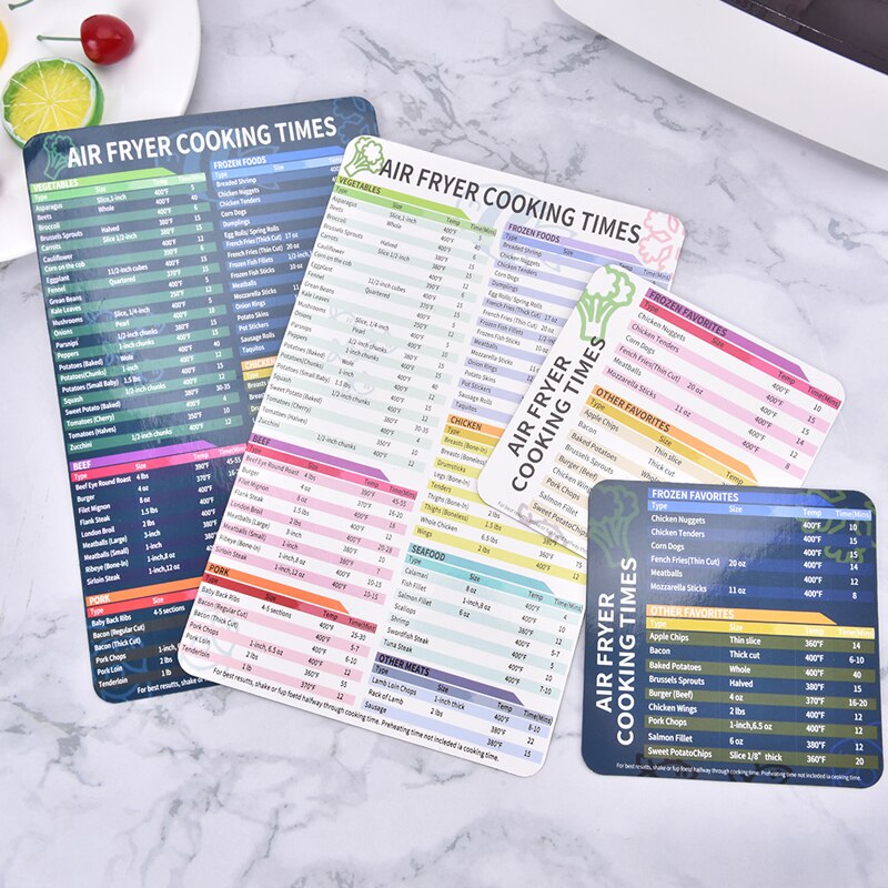 Air Fryer Cooking Time Chart Magnetic Cheat Sheet Set Magnetic Cooker Stickers