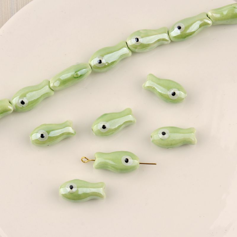 Abalorios de peces pequeños Retro, 10 piezas, espaciador de cerámica, cuentas sueltas para la fabricación de joyas, accesorios de pulsera DIY: Lavanda