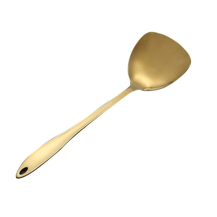 1pc guld titanium rustfrit stål køkkenredskaber ske skeovn køkkengrej køkkenredskaber cocina utensilios spatel slev køkkenudstyr: Spatel
