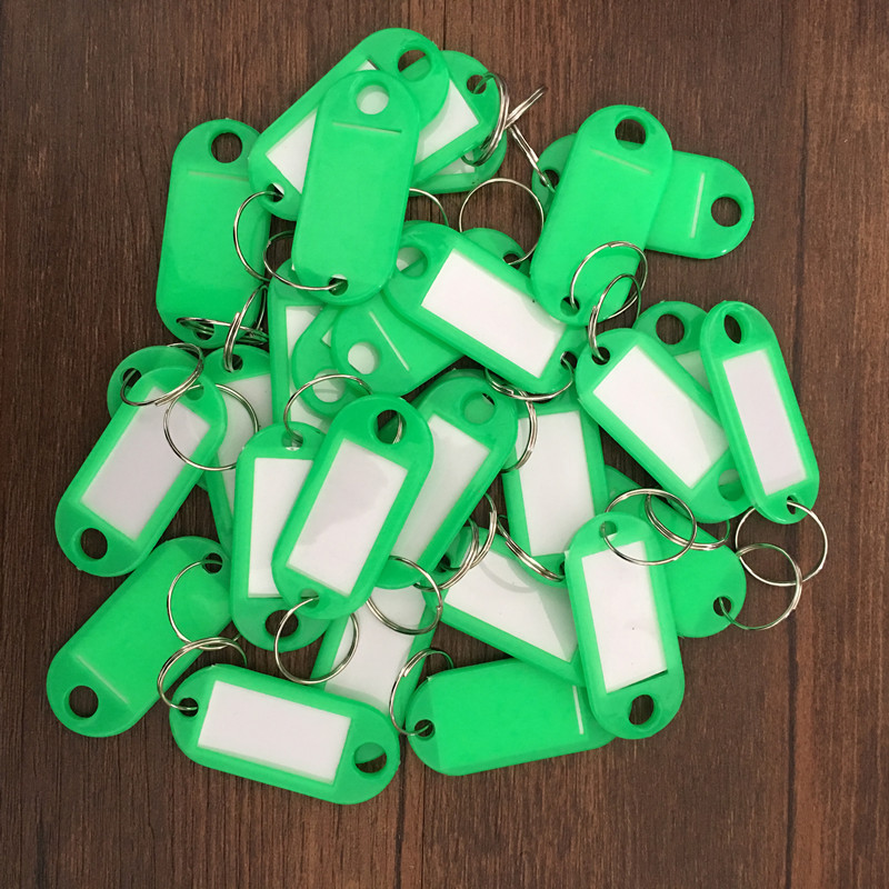 5PCS Colour Plastic Key Card Badge Key Holder Keychain Organizer Luggage ID Label Key Rings Name Cards: green