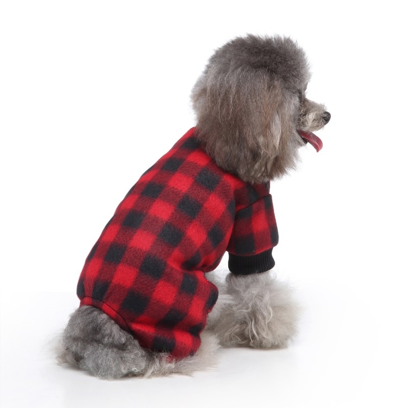 Classic Pet Zachte Comfortabele Mooie Pyjama Voor Kleine Middelgrote Honden, puppy Herfst & Winter Kostuum Rood En Zwart Twee Kleuren