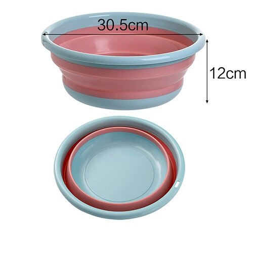 Folding Wash Basin Plastic Portable Outdoor Travel Laundry Tub Thickened Kitchen Vegetable Sink Household Cleaning Tools: A-Blue-M