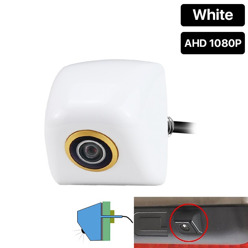 Greenyi Gouden Lens Hd 720/1080P Ondersteboven Installeren Voertuig Reverse Backup Parkeergelegenheid Camera Voor Android Dvd ahd Monitor: White 1080P