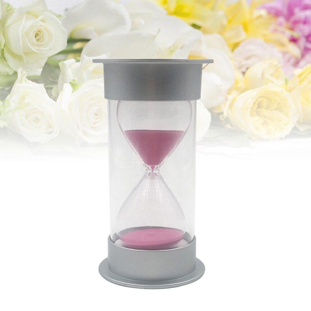 Simple Cylinder Sand Hourglass 5 Minutes Sand Timer Sandglass Hourglass (Silver and Blue)