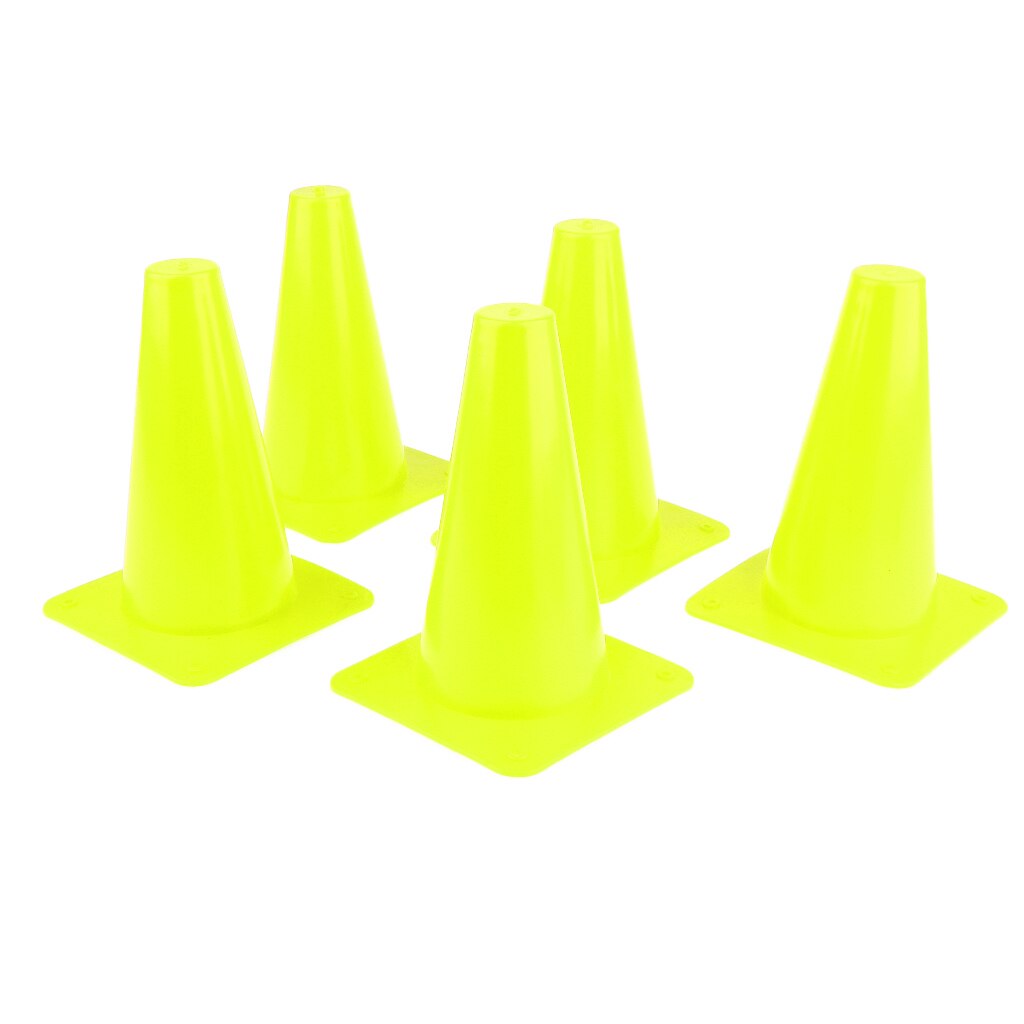 5pcs Plastic Cone Set For Sports Soccer Safety Agility Training Skateboard Skating: Green