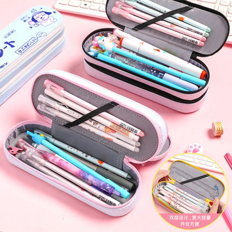 double Pencil CaseLarge Capacity School Pen Case Supplies Pencil Bag School Box Pencils Pouch Stationery