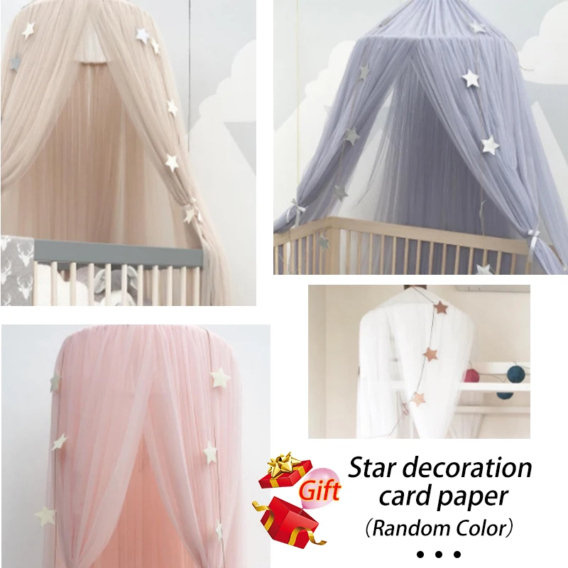 Mosquito Net Hanging Tent Star Decoration Baby Bed Crib Canopy Tulle Curtains for Bedroom Play House Tent for Children Kids Room