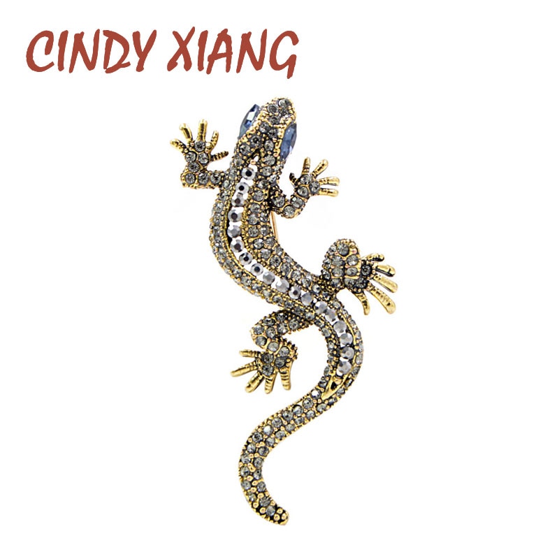 CINDY XIANG 2 Farben Erhältlich Strass Lizard Broschen Vintage Tier Brosche Pin Volle Strass Inlay Anzug Zubehör