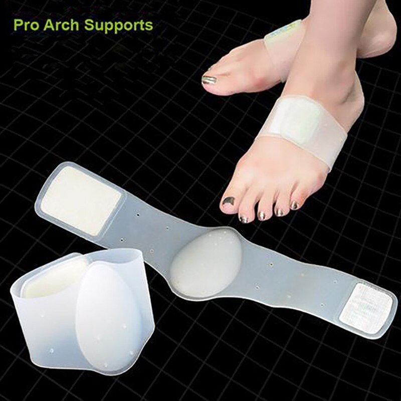 Ushine silikone fodbuepude flad fod ortopædisk indersål fodbandage bandage fodstøtte halv yard buepude mand kvinde indersål: Hvid