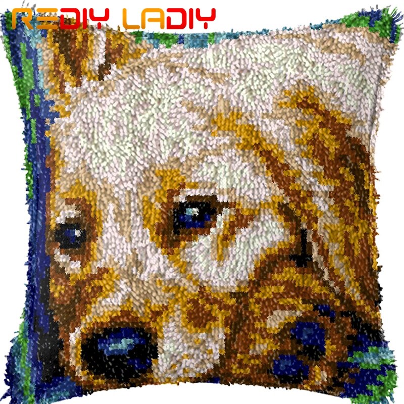 Latch Hook Cushion Dolphin at Sunset Pillow Case Acrylic Yarn Pillow Printed Color Canvas Crochet Cushion Cover Hobby &amp; Crafts: BZ959