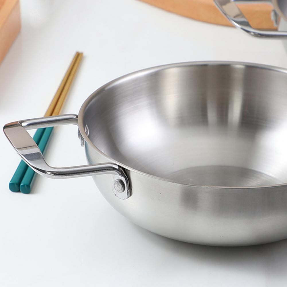 60%HOTNoodle Pan Convenient Double Handle Stainless Steel Frosted Thick Ramen Pan for Kitchen