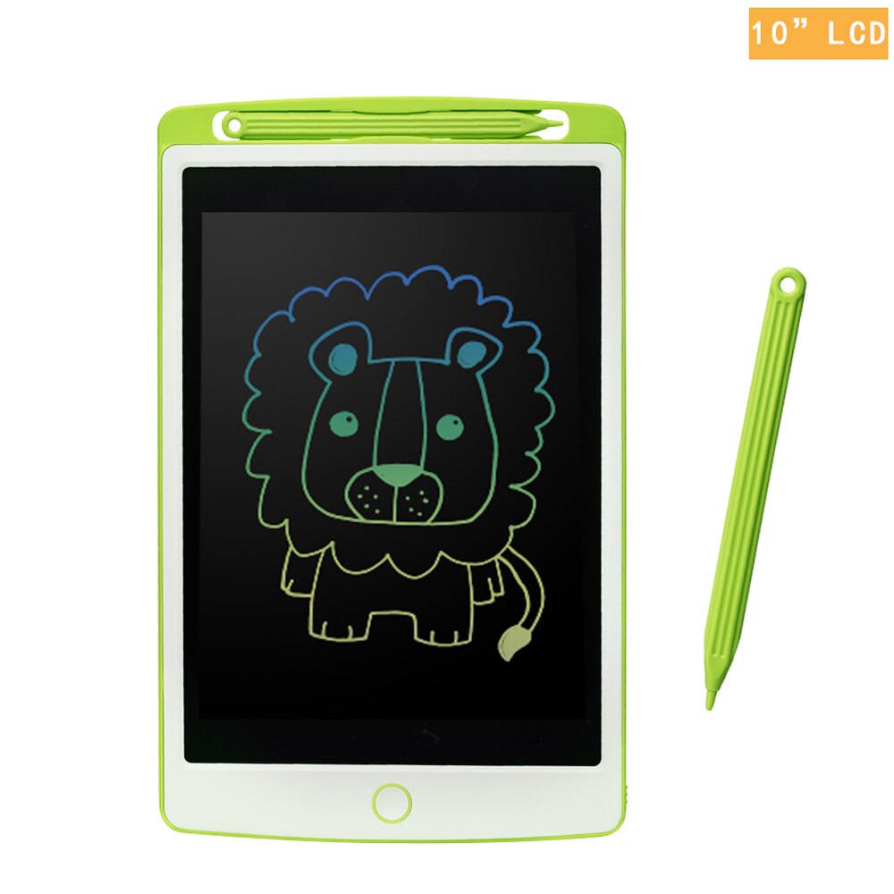 10 Inch LCD Writing Tablet Kids Drawing Learning and Games Color Electronic Graphic Board for Child: 10 inch Green