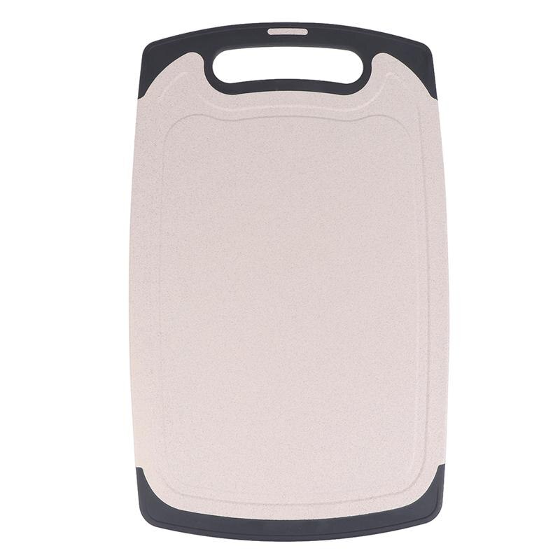 Lot de 2 planches à découper carrées en paille de blé, antibactériennes et anti-moisissure pour la cuisine (bleu + beige): Beige 32.4 x 20cm