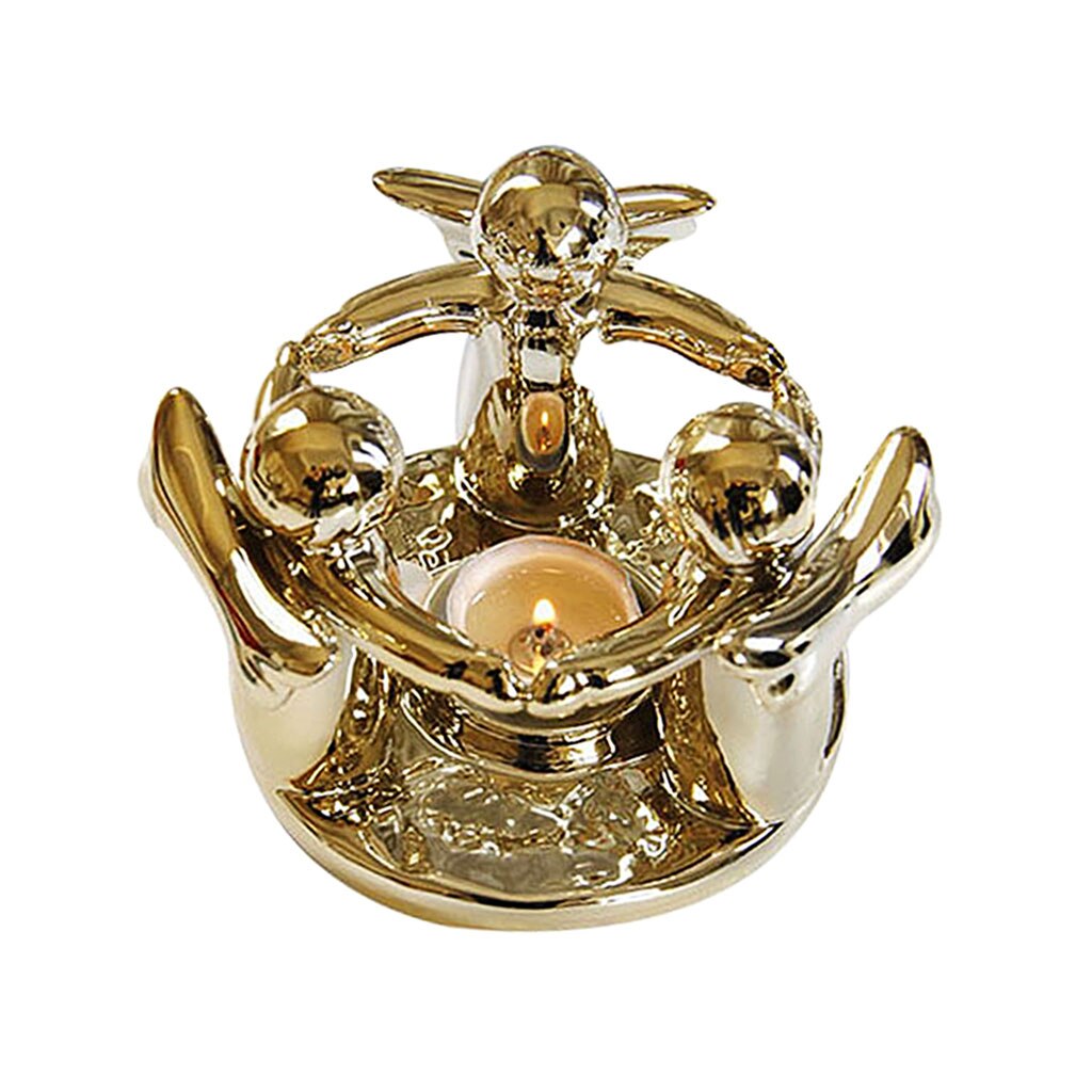Æterisk olie røgelse aroma lampe diffuser stearinlys ovn fyrfadslys holder hvid: Guld