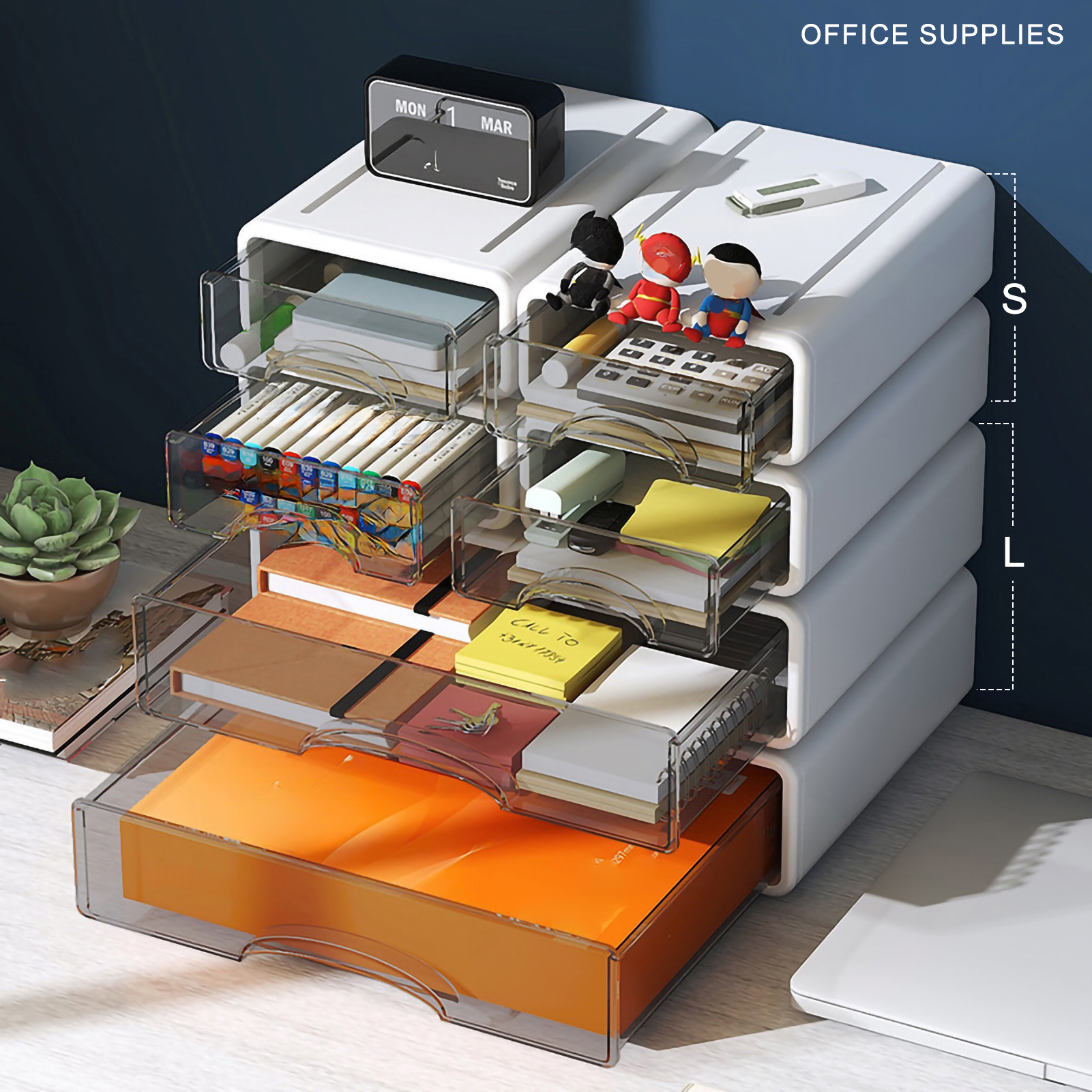 1 Pc Storage Drawers Desk Organizer Boxes Multi-Layer Stackable Storage Boxes Clutter Desk Shelving Jewelry Box for Home Office