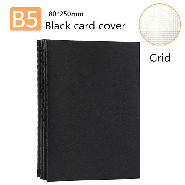 Journal Kawaii A5 B5 Kraft Paper-Black Card DIY Notebook Office for School Planner Grid-Line Agendas Notepads Stationary