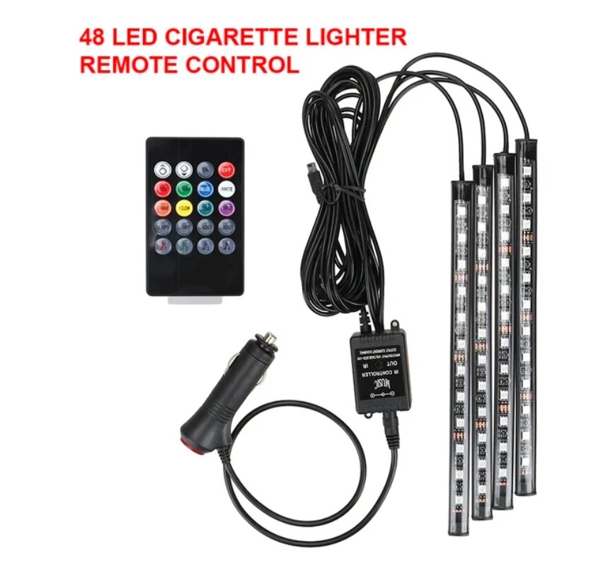 Luces ambientales universales RGB para coche, tira de luces LED, lámparas de ambiente Interior, 8 colores, decorativas, todoterreno, 4x4, SUV, accesorios para automóviles: Multicolor