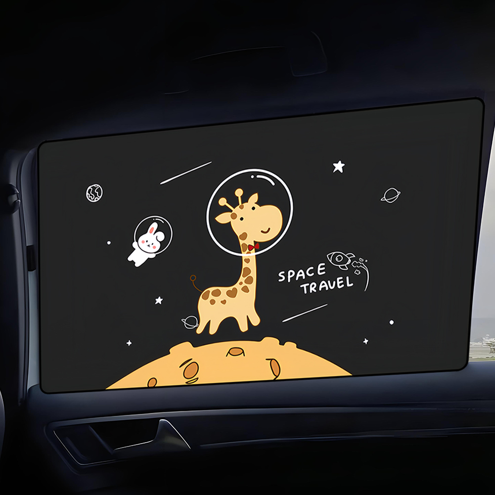 Universele Auto Zonnescherm Cover Zijraam Zonnescherm Gordijn Cartoon Schattige Giraffe Magneet Parasol Auto Raam Gordijn Voor Kinderen Baby