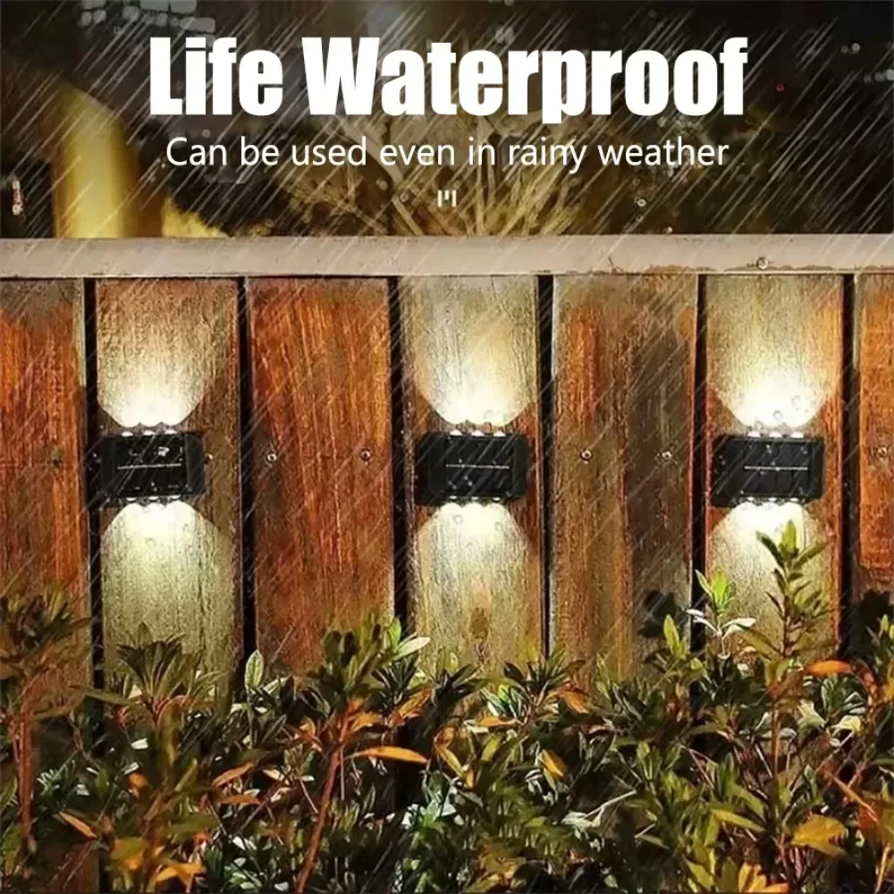 4/6/8 LED-wandlamp op zonne-energie Waterdicht te installeren Veranda Lichten Up Down Verlichting voor Outdoor Yard Garden Street Landscape Decor
