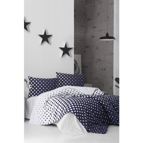 Lady Navy Notes Double Personality Duvet cover set