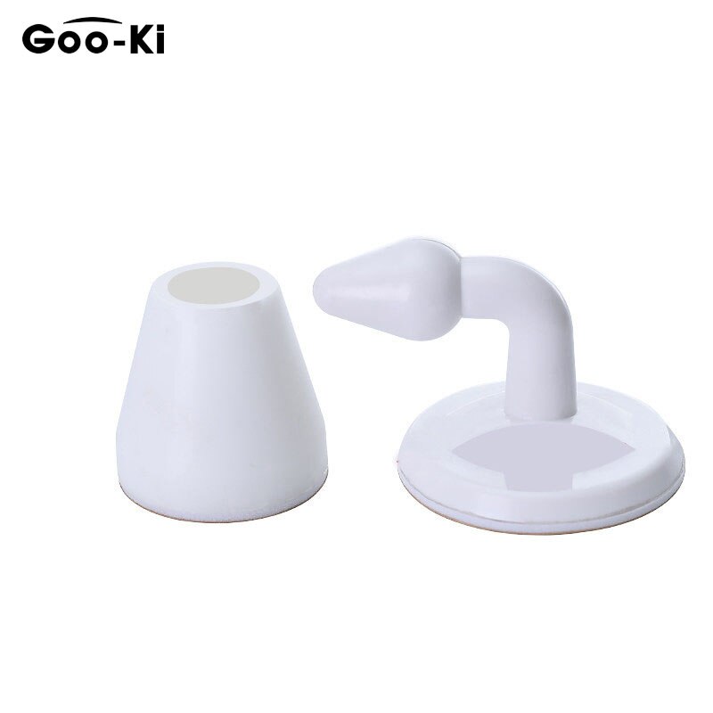 Butoir de porte en Silicone, supports de porte cachés, autocollants anti-perforation, protecteurs muraux: White