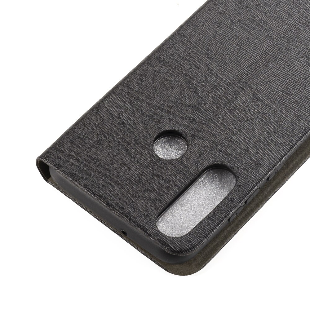 Pu lederen telefoonhoesje met houtnerf voor huawei  y6p flipcase voor huawei  y6p business portemonneehoesje zachte siliconen achterkant