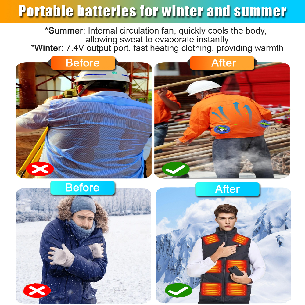 Powerbank 40000mAh Port DC 7.4V chauffage Portable alimentation Mobile pour gilet chauffant veste gants équipement de chauffage électrique