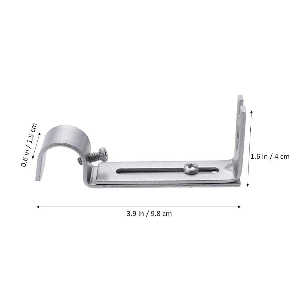 2 PCS 19.05mm Adjustable Curtain Rod Curtain Pole Holder Curtain Drapery Rod Brackets (Black)