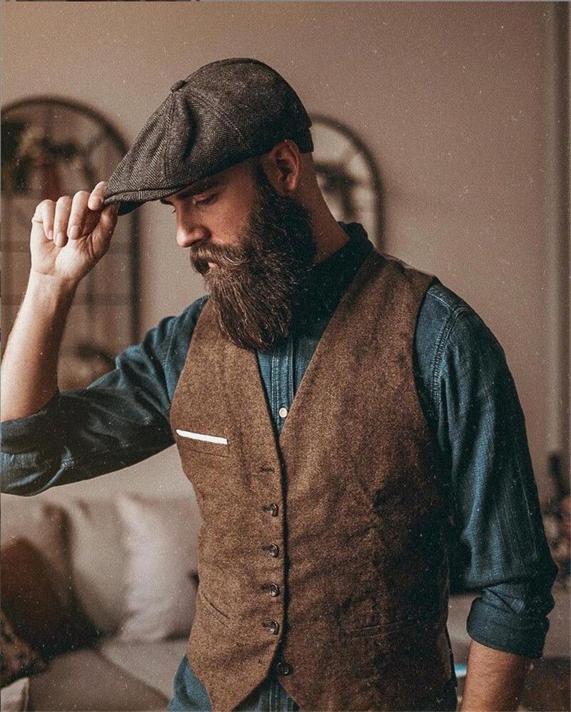 Men&#39;s Suit Vest Tweed Jacket Slim Fit Wedding Groomsman Clothing V Neck Man Waistcoat Casual Business Jacket Vest For Men