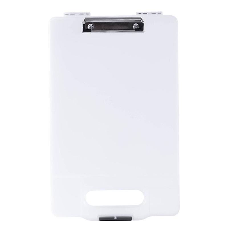Portable Clipboard Storage Box Multifunction File Folder Openable Paper Storage Organizer Case Clip Board Writing Pad File Box: White