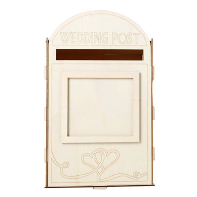 Wedding Card Box Carved With Love Plywood Bride Bridegroom Post Box With Lock 33.1*20.3*20.3Cm: 6