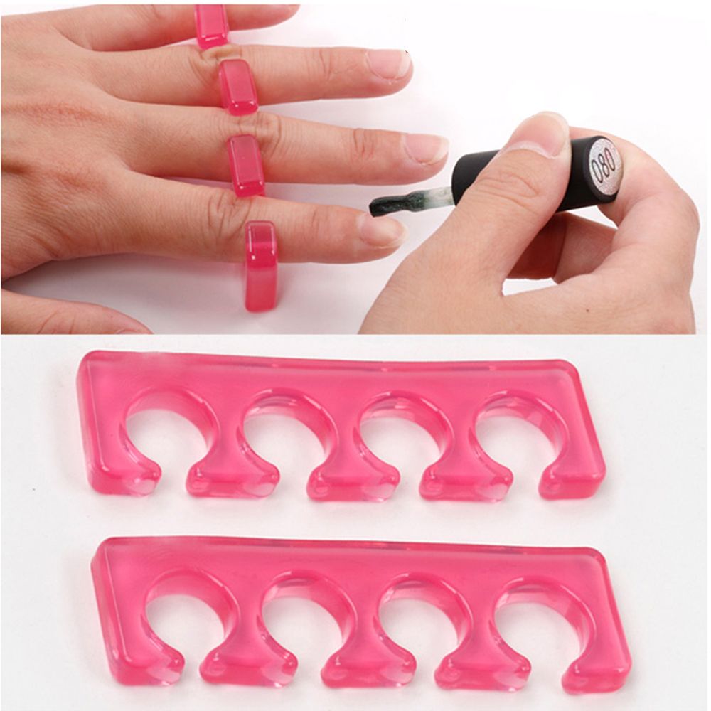 2 Stks/pak Silicone Soft Form Toe Separator/Finger Spacer Voor Manicure Pedicure Nail Tool Flexibele Soft Silica Willekeurige Kleur