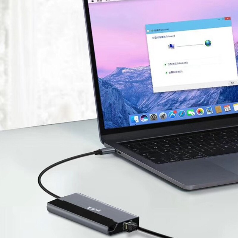 Docking Station 7-In-1 Multi-Function Docking Station TYPE C to Ethernet Gigabit + HDMI HD Converter