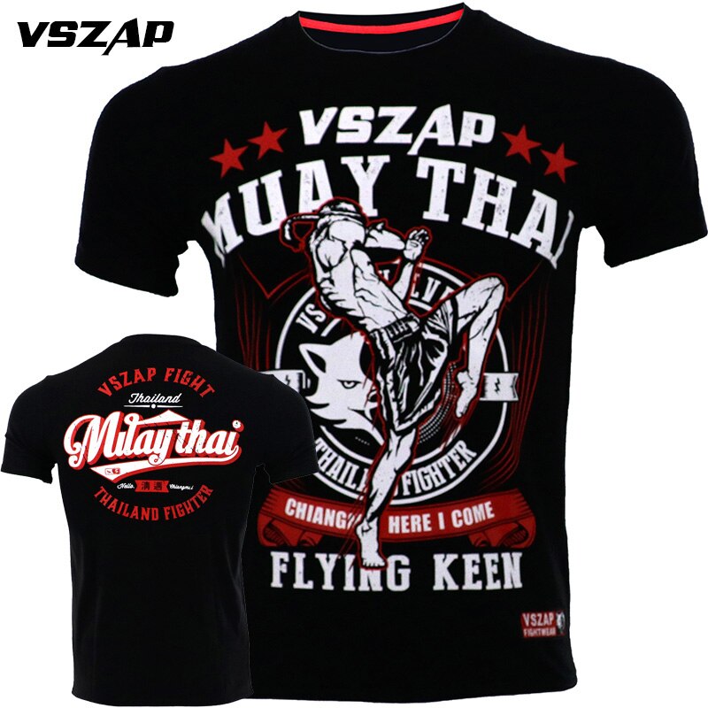 Vszap mma boxning sport t-shirt muay thai slåss fitness elasticitet skjorta tröjor boxning kläder muay thai shorts mma
