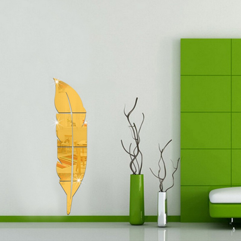 DIY pióro pióropusz 3D lustro naklejka ścienna do sztuka do salonu winyl do wystroju wnętrz naklejka naklejka akrylowa Mural tapeta z dekorem