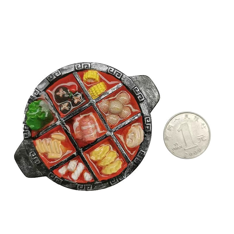 Gesimuleerde voedselkoelkastmagneten Hars geschilderde magneet Noedels Ribben Pot Leuke magneten voor koelkast Retro magnetisch handwerk: Licht Groen