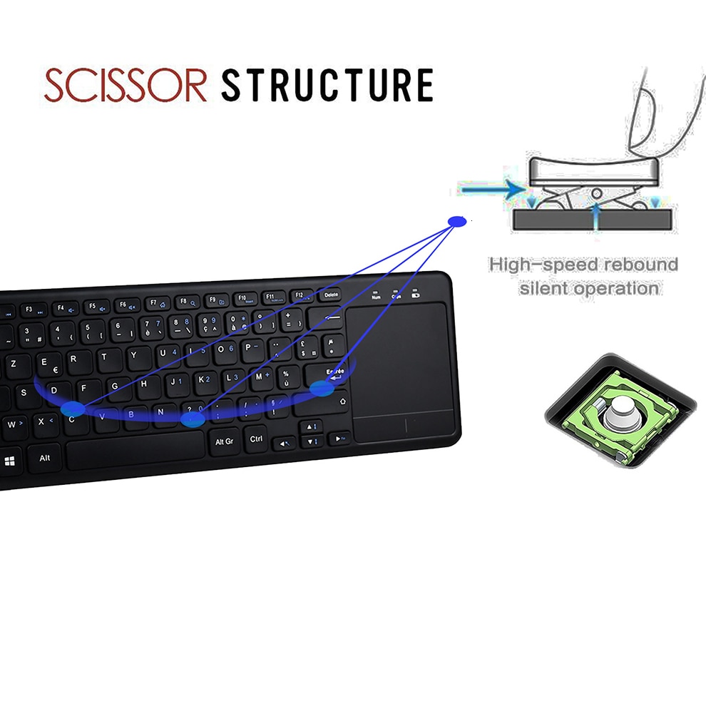 Jelly Comb-clavier sans fil 2.4 ghz, avec pavé tactile, Mini clavier sans fil, pour PC Notebook Smart TV, pour android et iOS