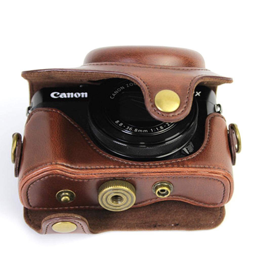 Full body Fit PU leather digitale camera case bag cover voor Canon Powershot G5X G5 X Met Riem: Default Title
