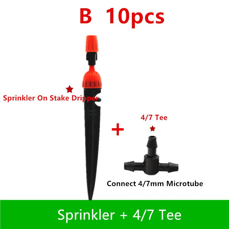 Aspersor de nebulización en la estaca del gotero, boquillas ajustables en maceta, accesorios de riego por goteo para jardín: B  10pcs
