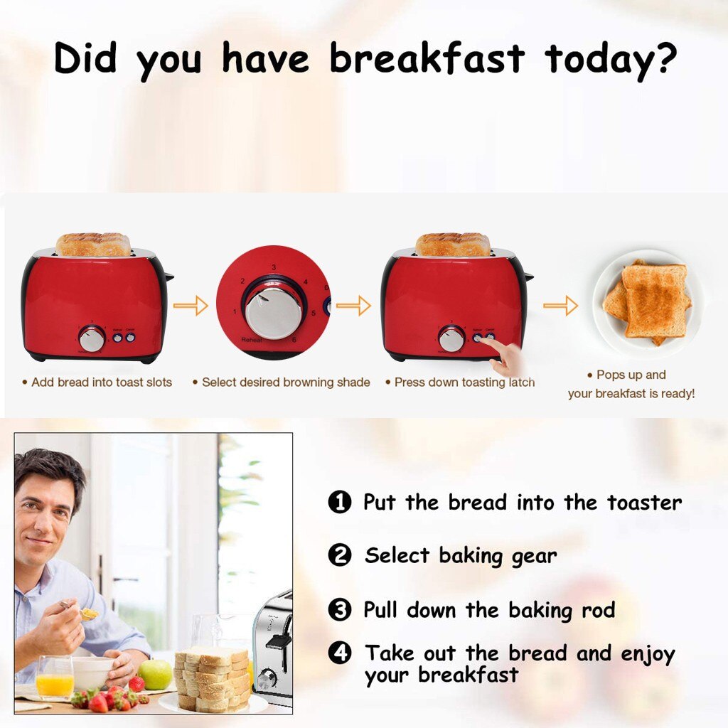 2 Slice Toaste Stainless Steel Toasters with Removable Crumb Tray for Bagels Keep Warm Defrost Slot Toaster