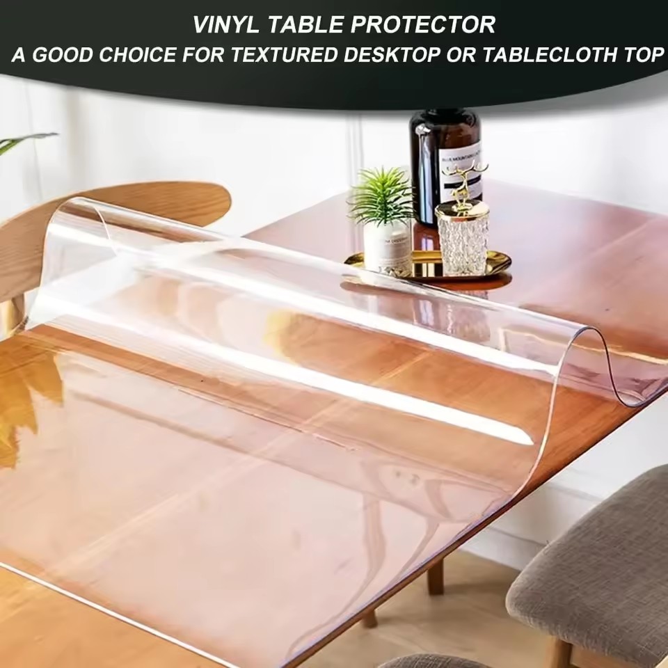 Mantel de vidrio suave, mantel transparente de PVC, impermeable, a prueba de aceite, cubierta de mesa Rectangular para cocina y comedor, transparente mate