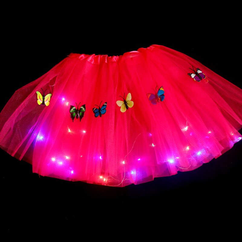 Tutú con luz de mariposa para niña, falda LED, corona de flores brillantes, diadema para , bola mágica, disfraz de Hada de Ángel, de cumpleaños y Navidad