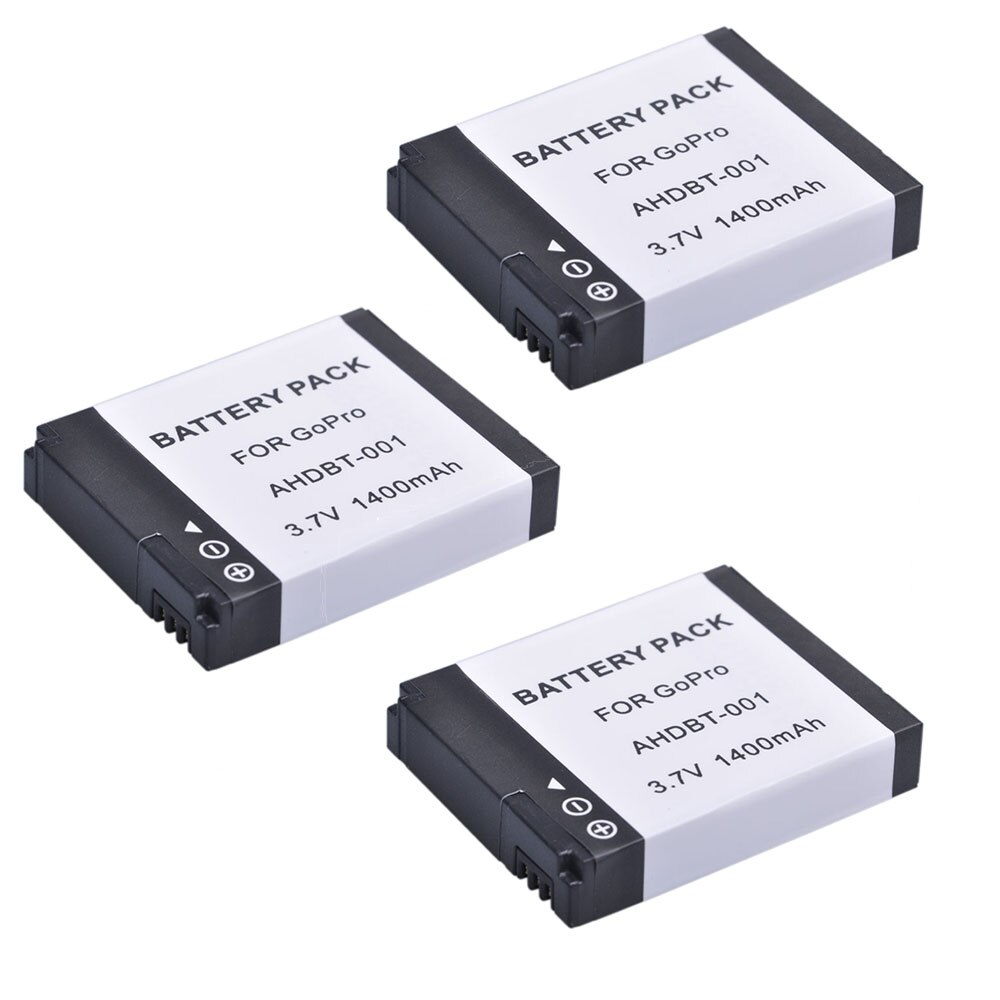 Batería de AHDBT-001/cargador para GoPro HD Hero 1, 2, Hero1, Hero2, motodeportes, Surf, al aire libre, edición 960, 1080p: 3 Battery