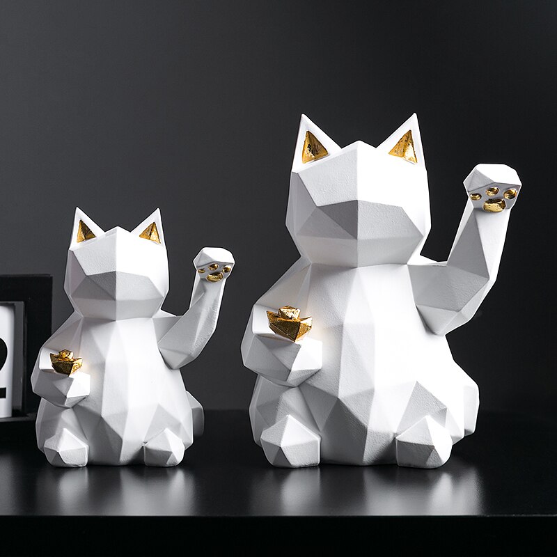Harts skulptur lycklig katt dekoration modern heminredning staty