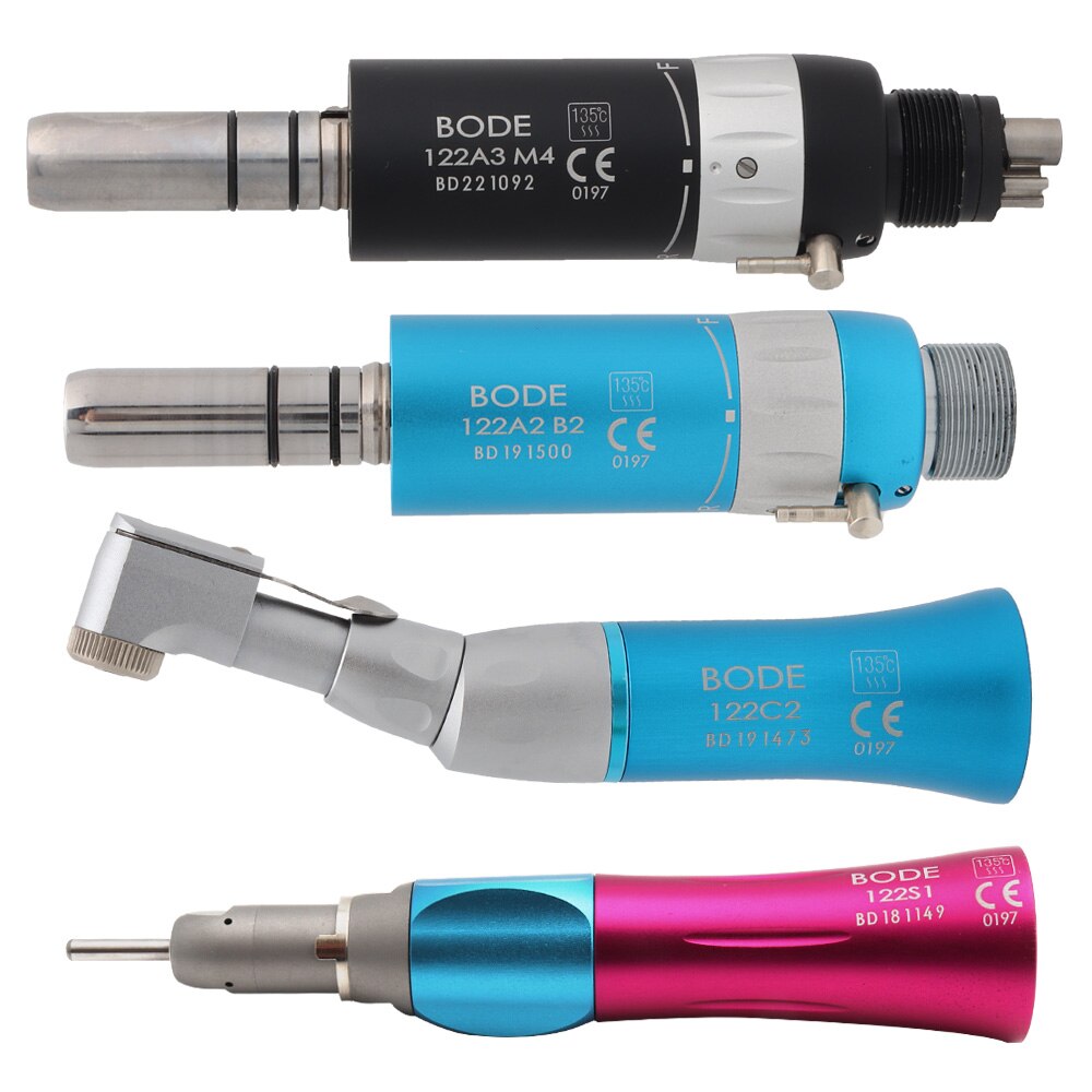 Pièce à main dentaire à basse vitesse couleur nez droit contre-Angle moteur pneumatique Turbine à Air BODE 2 trous/4 trous B2/M4 rose/bleu/noir