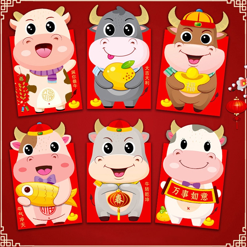 6pcs Chinese Red Envelope Year Spring Festival Envelope For Chinese Year