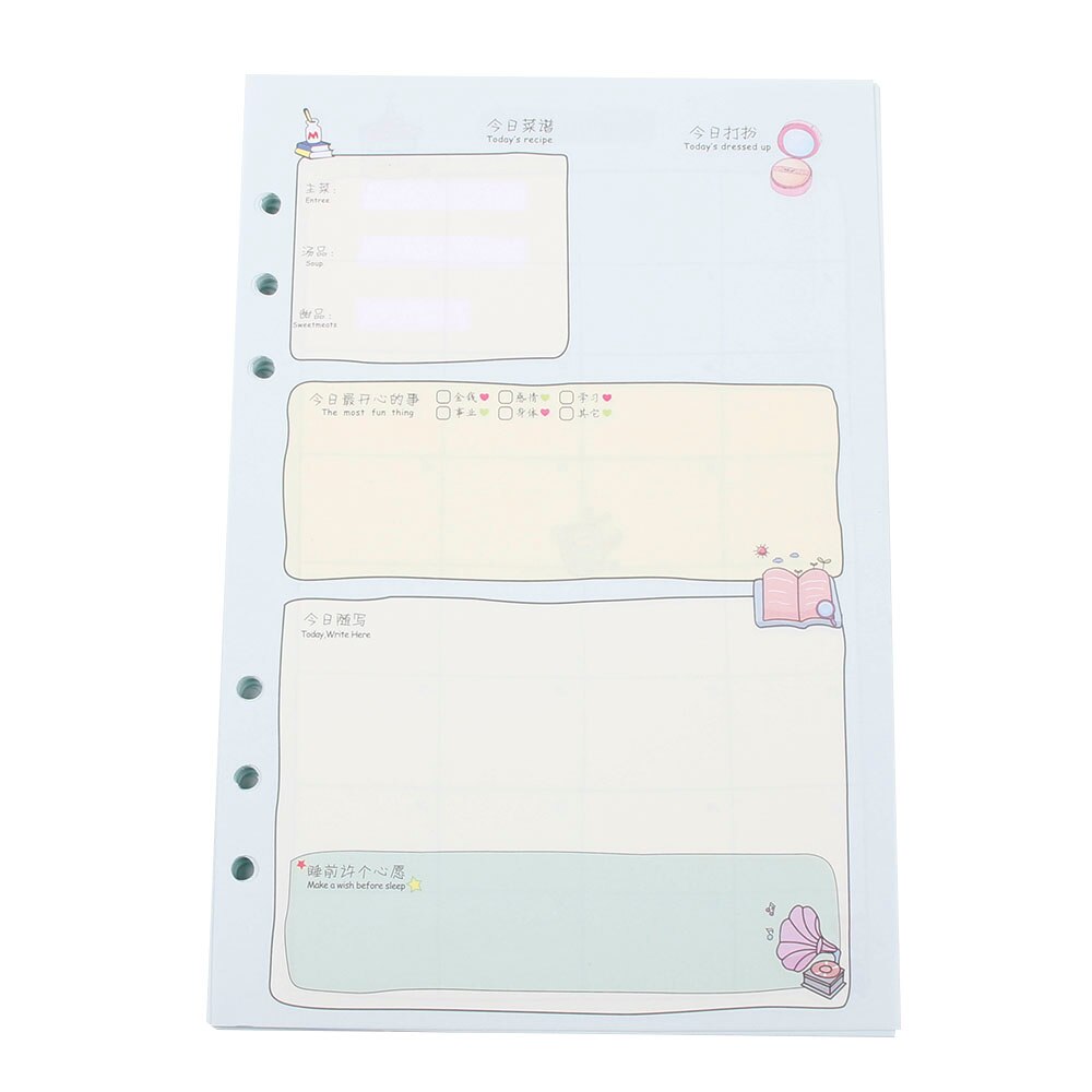 Loose Leaf Notebook Spiral Planner Refill Inner Paper A5 A6 Pages Diary Weekly Monthly Plan To do List