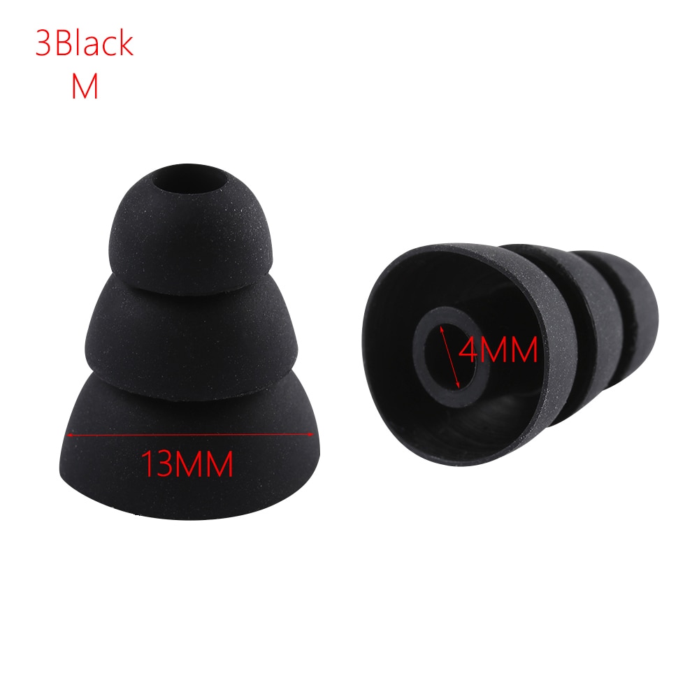 10 paar zachte siliconen vervanging 4mm oordopjes oordopjes afdekkap rubber universele oordopjes voor in-ear oordopjes accessoires: 3 zwarte m